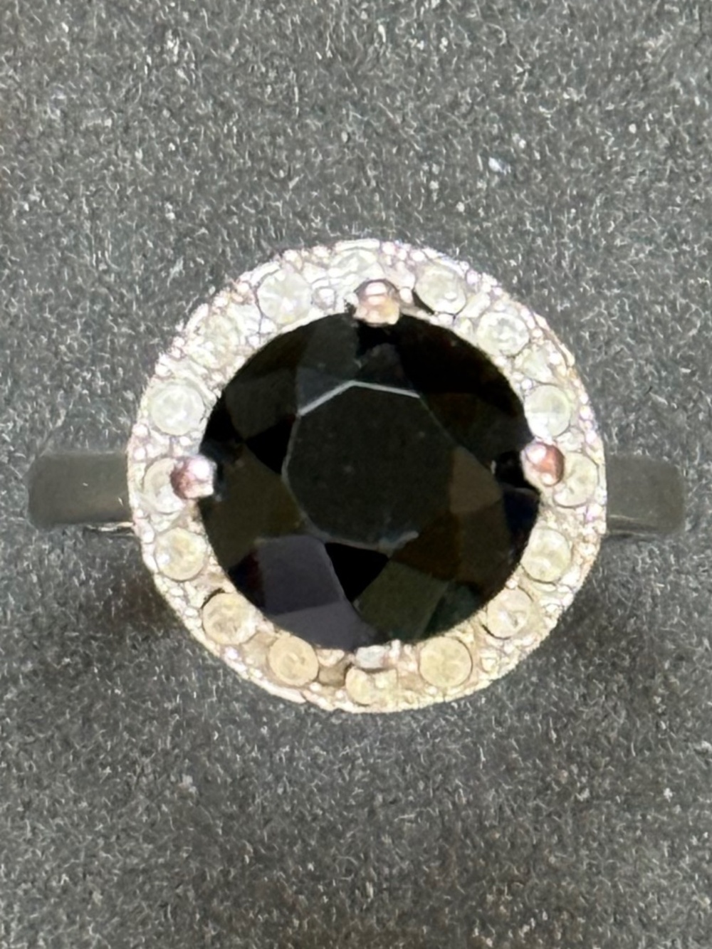 Sparkling Classic Black Rhinestone Halo Ring Clear Accents (6)